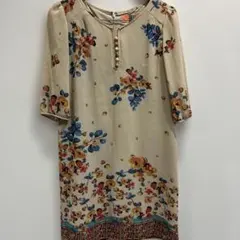 sunauna 花柄 七分袖 ワンピース 40