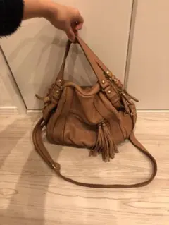 earPAPILLONNERイアパピヨネ3wayショルダーバッグピンクベージュ革