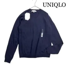 4212y 新品 ユニクロ 新品 カシミヤ100%ニット 紺 L レディース