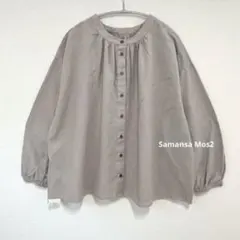 【新品未使用】サマンサモスモス　前後着ボタン配色ブラウス　グレー