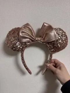 ミニーマウス耳カチューシャ ローズゴールド