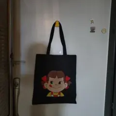キャラクターイラスト ブラックトートバッグ