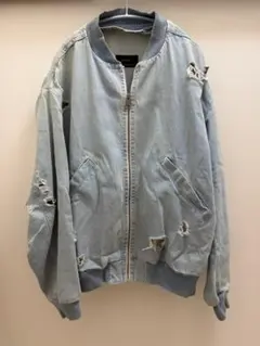 美品 ZARA オーバーサイズダメージデニムボンバージャケット