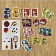 レトロ風　スヌーピー切手型シール&スポーツシールセット