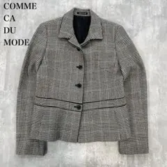 コムサデモード【L】テーラードジャケット グレンチェック柄 ノッチドラペル