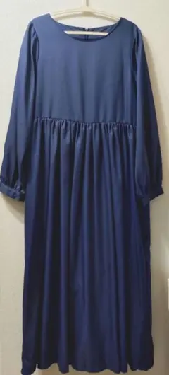 folkloreネイビー 長袖 ワンピース