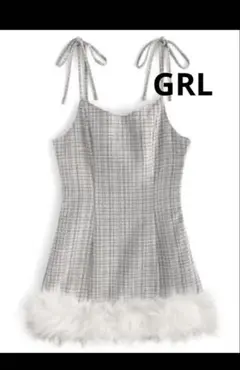 GRL ファーラメツイードミニキャミワンピース