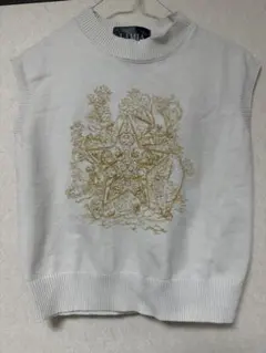 LAMIA 星の刺繍 ホワイト ノースリーブニット Fのサムネイル