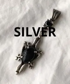 SAAD サード ヤジリモチーフ オニキス ペンダント 925 SILVER ○【SAAD】シルバー925 オニキス インレイ ペンダント 廃番モデル
