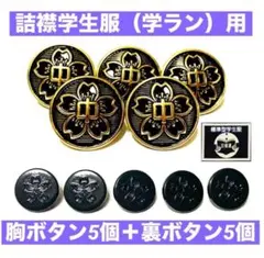 詰襟学生服（学ラン）用全国共通標準型中学生 桜 胸ボタン５個＋裏ボタン5個セット