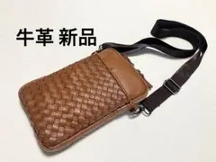 ※ 新品 牛革 スマホショルダー ポシェット キャメル系