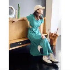 エヴリス　サイドオープンドロストロングワンピース　緑