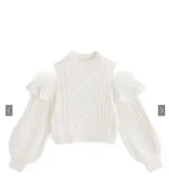 GRL ホワイト ケーブル編み ニット 長袖