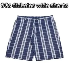 90s vintage ディッキーズ チェック ワイド ショーツ アーカイブ 青