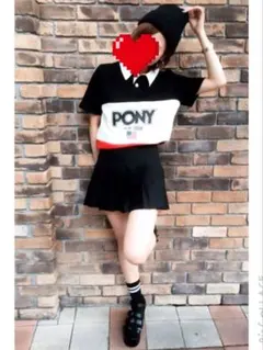 WEGO × PONY 切替ラガーシャツ M コラボ 別注 黒 白 赤のサムネイル