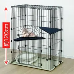 引渡し可能な方専用　2段　キャットケージ　大型　ブラック　棚板付き　猫のサムネイル