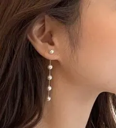 ホワイトパール ロングピアス　タッセルピアス　ブライダルアクセサリー