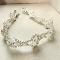 処分価格ハンドメイド半透明のシルバービーズブレスレット