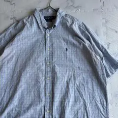 ✨大人気✨ラルフローレン　半袖チェックシャツ　薄紫系　XL q264