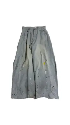 MOUSSY ヒッコリー ペイント デニム ワイドパンツのサムネイル