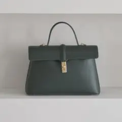 ダークグリーン レザー ショルダーバッグ