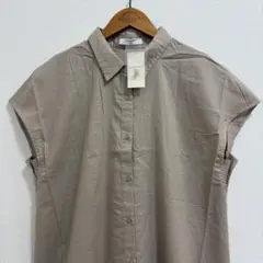 Samansa Mos2 blue フレンチスリーブ前あきワンピース　ベージュ