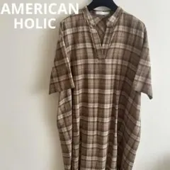 AMERICAN HOLIC チェック柄 スキッパーワンピース Mのサムネイル