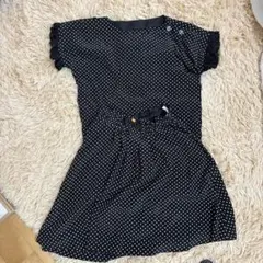 キッズ　ドレス上下セット　ドット　女の子　ハンドメイド　150くらいのサムネイル