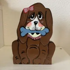 ☆☆木製犬の置物 茶色 ☆高さ約15.5cm☆☆再度お値下げ中