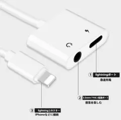 3.5mm iPhone イヤホン 変換ケーブル 充電しながら音楽