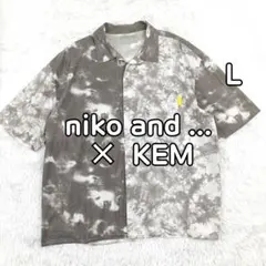 美品★ ニコアンド × KEM コラボ 半袖シャツ グレー × 白 メンズ Lのサムネイル
