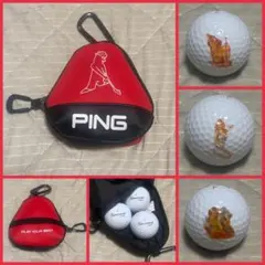 PING ボールケース レッド ブラック カラビナ付のサムネイル