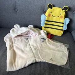 【時期外のため値下げ】MikiHouse カバーオールとスタイ+ハチのリュック