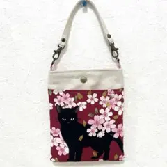 百花繚乱 黒猫ちゃん スマホポーチ