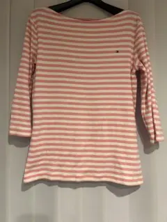 N*u様 TOMMY HILFIGER 五分袖Tシャツ M ピンク・白ストライプ