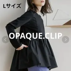 OPAQUE.CLIP シルク調コットン 切り替えAラインカットソー　ブラック