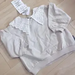 90 くすみカラー トップス 七分袖 かわいい 襟 トレーナー