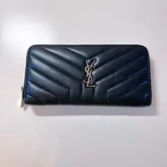 YSL イヴサンローラン 長財布 ブラック レザー シルバー金具
