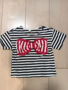 ストライプリボンTシャツ 80