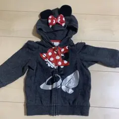 H&M ミニーマウス フード付きパーカー 9-12M グレー