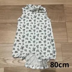 バースデイ オーガニックコットン 花柄ロンパース 80cm