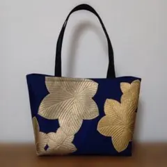 帯リメイクバッグ《黄金色の葉》②