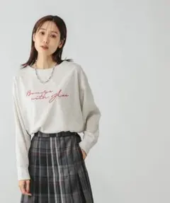 GLOBAL WORK 乾きやすいミニ裏毛プリントプルオーバー トレーナー L