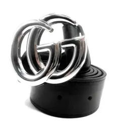 極美品✨GUCCI ベルト 黒 マーモント シルバー金具 ダブルG