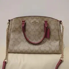 COACH シグネチャー 2way トートバッグ ピンク　ベージュ