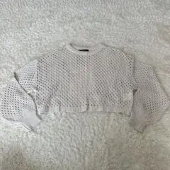 ホワイト クロップドニットセーター