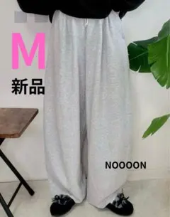 【新品】しまむらNOOOONタックカーブパンツ Mサイズ中灰ライトグレー