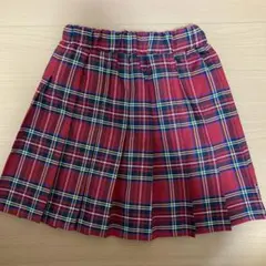 SHEIN 130 8Y 赤チェック プリーツスカート
