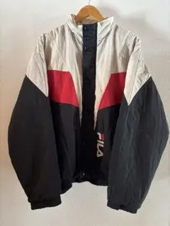 90s FILA ナイロンジャケット L 黒 白 赤 切替 ビッグシルエット