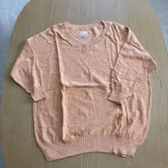 オレンジ Vネック 長袖ニット